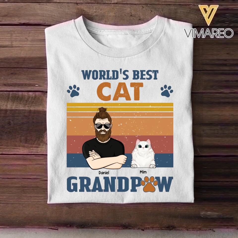 Personalized World's Best Cat Grandpaw Tshirt Printed QTHY2012
