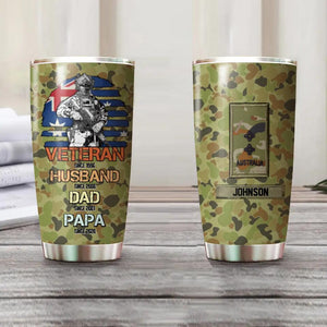 Personalized Australian Veteran/Soldier Rank Camo Tumbler Printed QTHQ2012