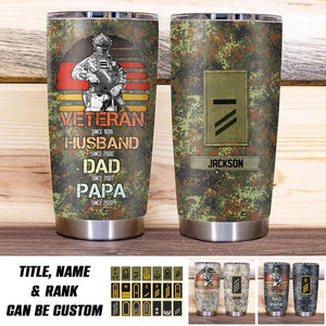 Personalized German Veteran/Soldier Rank Camo Tumbler Printed QTHQ2012