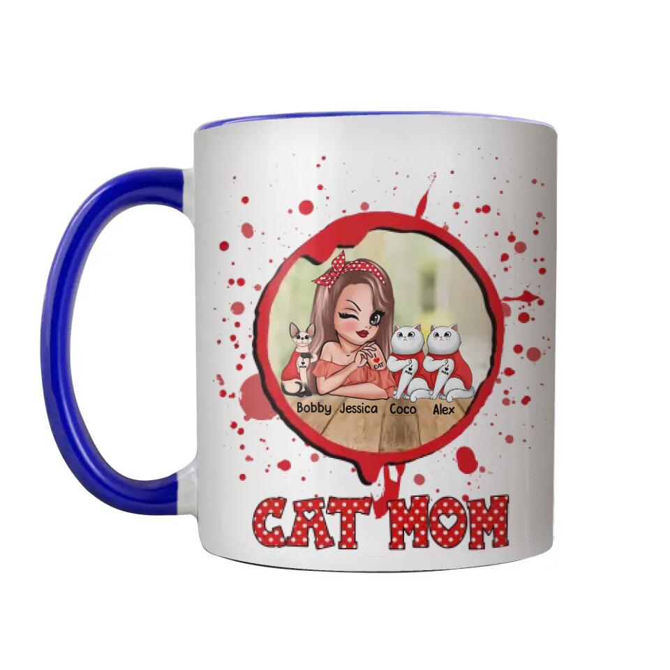 Personalized Cat Mom Printed Accent Mug PNHY2112