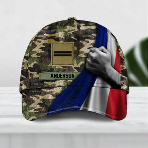 Personalized French Soldier/ Veteran Rank Flag Camo Peaked Cap 3D Printed QTDT2112