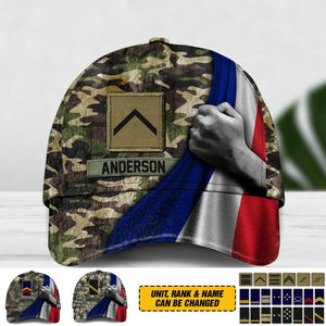 Personalized French Soldier/ Veteran Rank Flag Camo Peaked Cap 3D Printed QTDT2112
