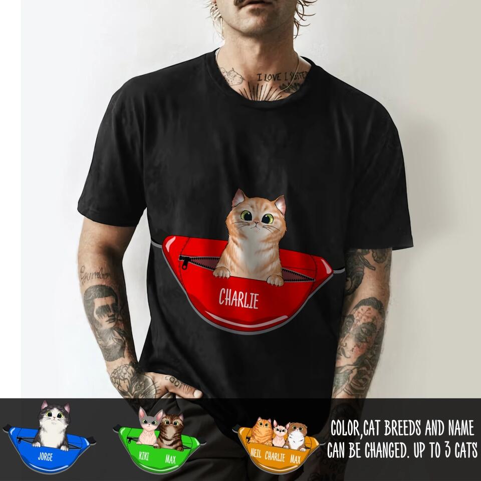 Personalized Cat Lovers In Bag 3D Printed Unisex Tshirt QTDT2112