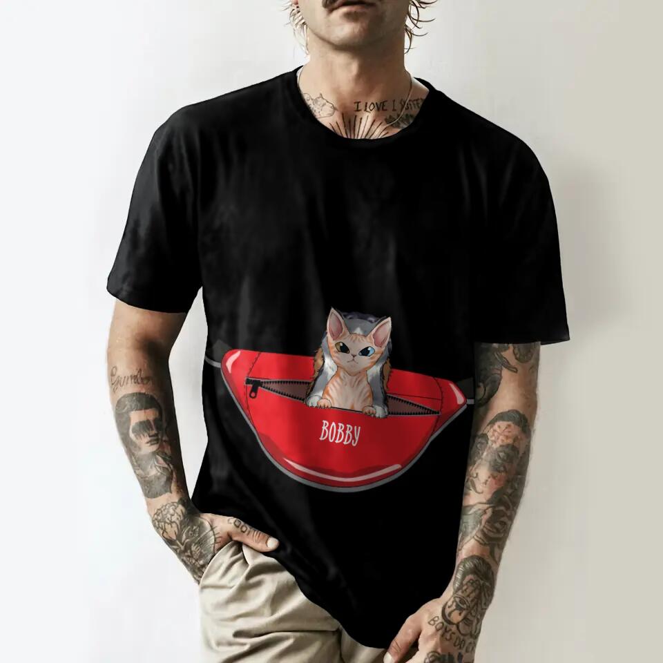 Personalized Cat Lovers In Bag 3D Printed Unisex Tshirt QTDT2112