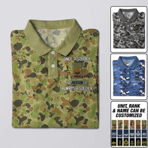 Personalized Once A Soldier Always A Soldier Australian Veteran/ Soldier Rank Polo Shirts 3D Printed 22DEC-DT21