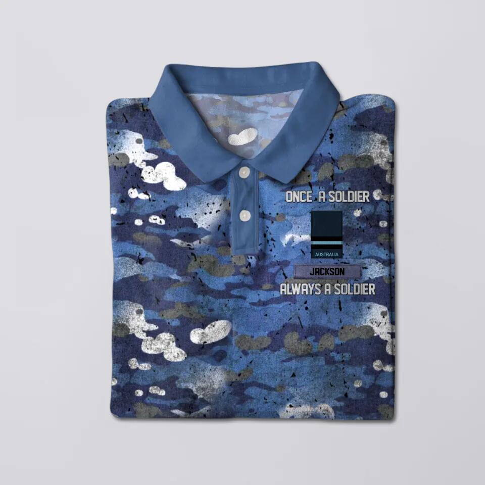 Personalized Once A Soldier Always A Soldier Australian Veteran/ Soldier Rank Polo Shirts 3D Printed 22DEC-DT21