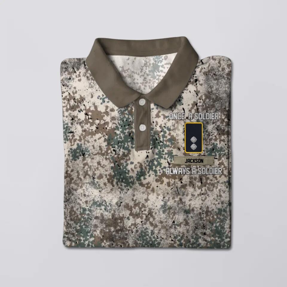 Personalized Once A Soldier Always A Soldier German Veteran/ Soldier Rank Polo Shirts 3D Printed 22DEC-DT21