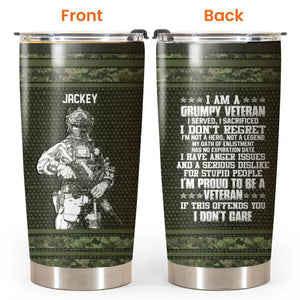 Personalized I Am A Canadian Grumpy Veteran I'm Proud To Be A Veteran Tumbler Printed 22DEC-HQ22