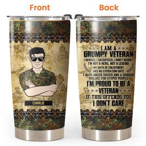 Personalized I Am A German Grumpy Veteran I'm Proud To Be A Veteran Man With Rank Camo Tumbler Printed 22DEC-HQ22