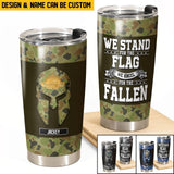 Personalized We Stand For The Flag We Kneel For The Fallen Australian Veteran/Soldier Camo Tumbler Printed QTHQ2212