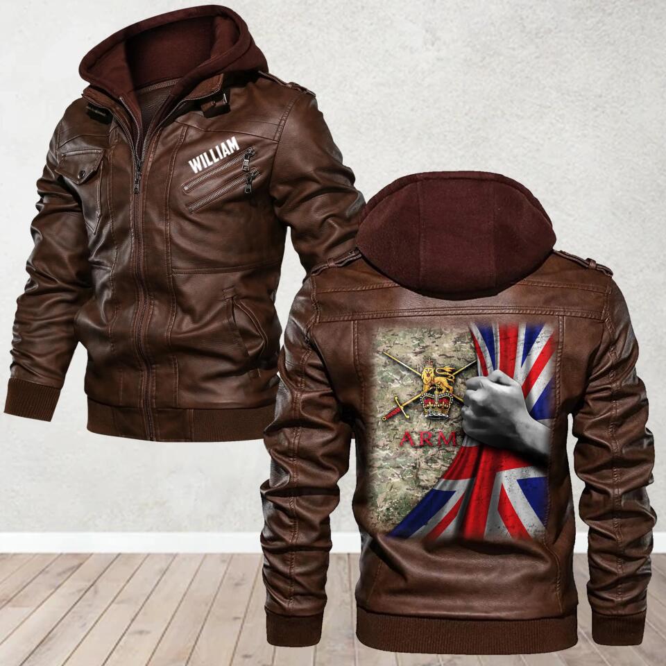 Personalized Uk Soldier/ Veteran With Unit Camo Leather Jacket QTDT2312