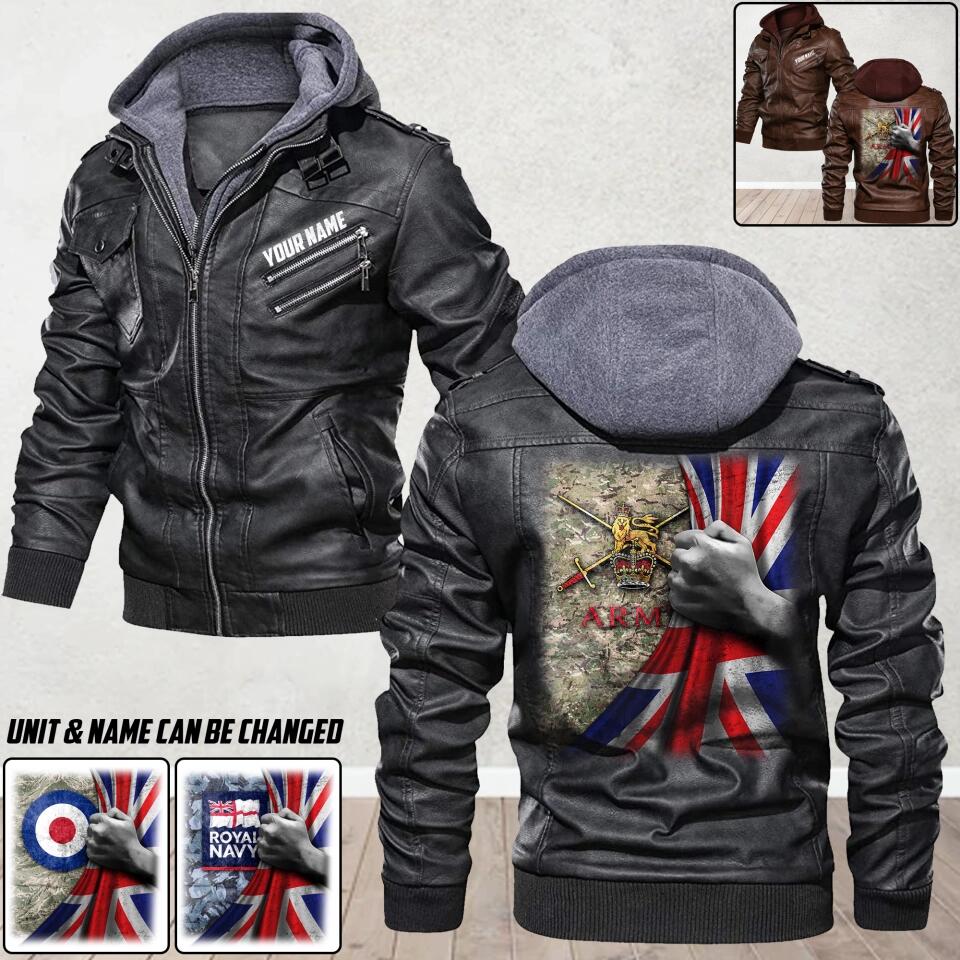 Personalized Uk Soldier/ Veteran With Unit Camo Leather Jacket QTDT2312