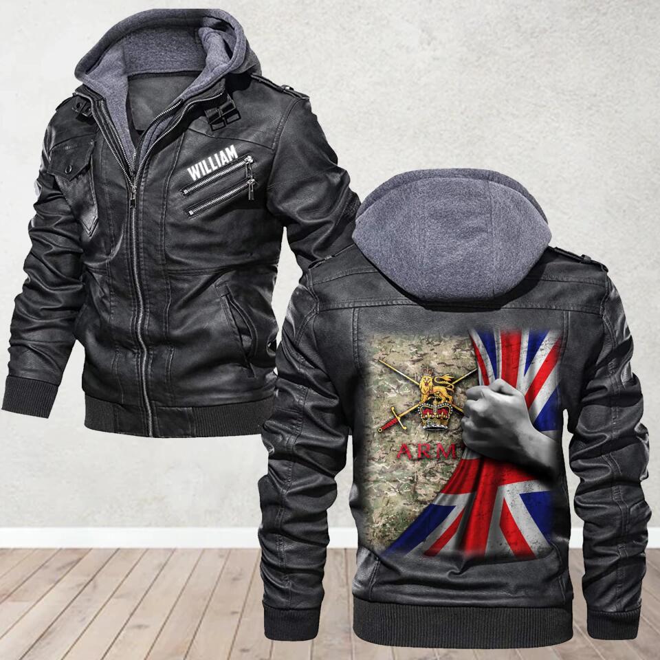 Personalized Uk Soldier/ Veteran With Unit Camo Leather Jacket QTDT2312