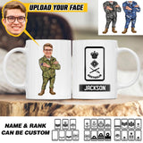 Personalized Your Image Head Australian Soldier/ Veteran With Rank Name White Mug Printed QTHQ2312