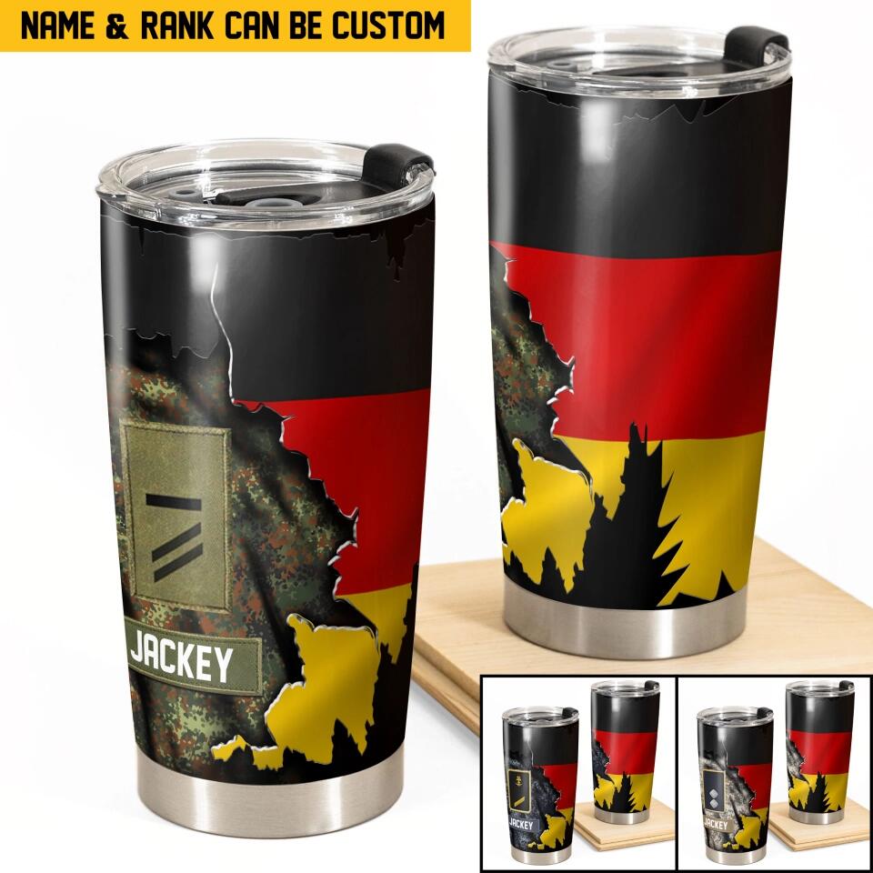 Personalized German Veteran/Soldier Rank Camo Tumbler Printed QTHQ2212