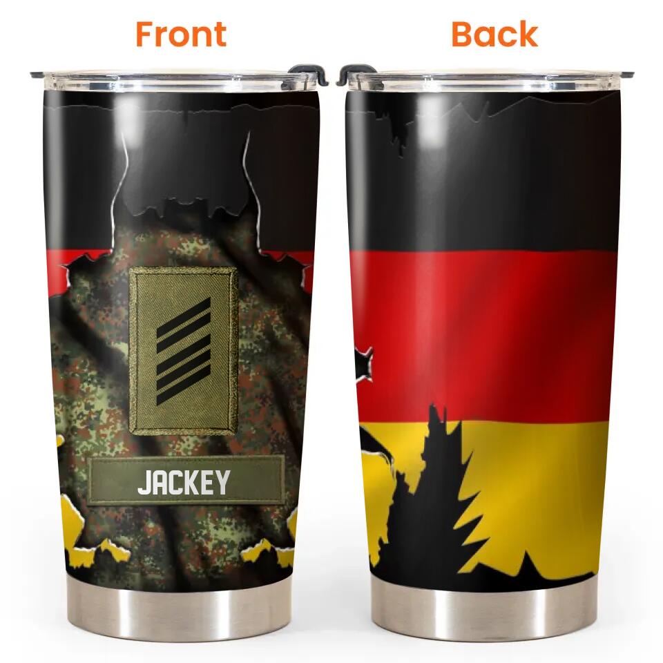Personalized German Veteran/Soldier Rank Camo Tumbler Printed QTHQ2212
