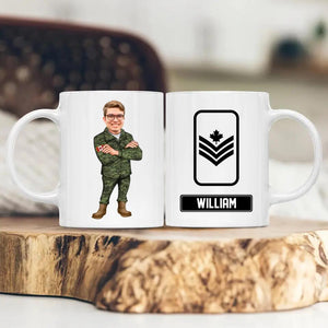Personalized Your Image Head Canadian Soldier/ Veteran With Rank Name White Mug Printed QTHQ2312