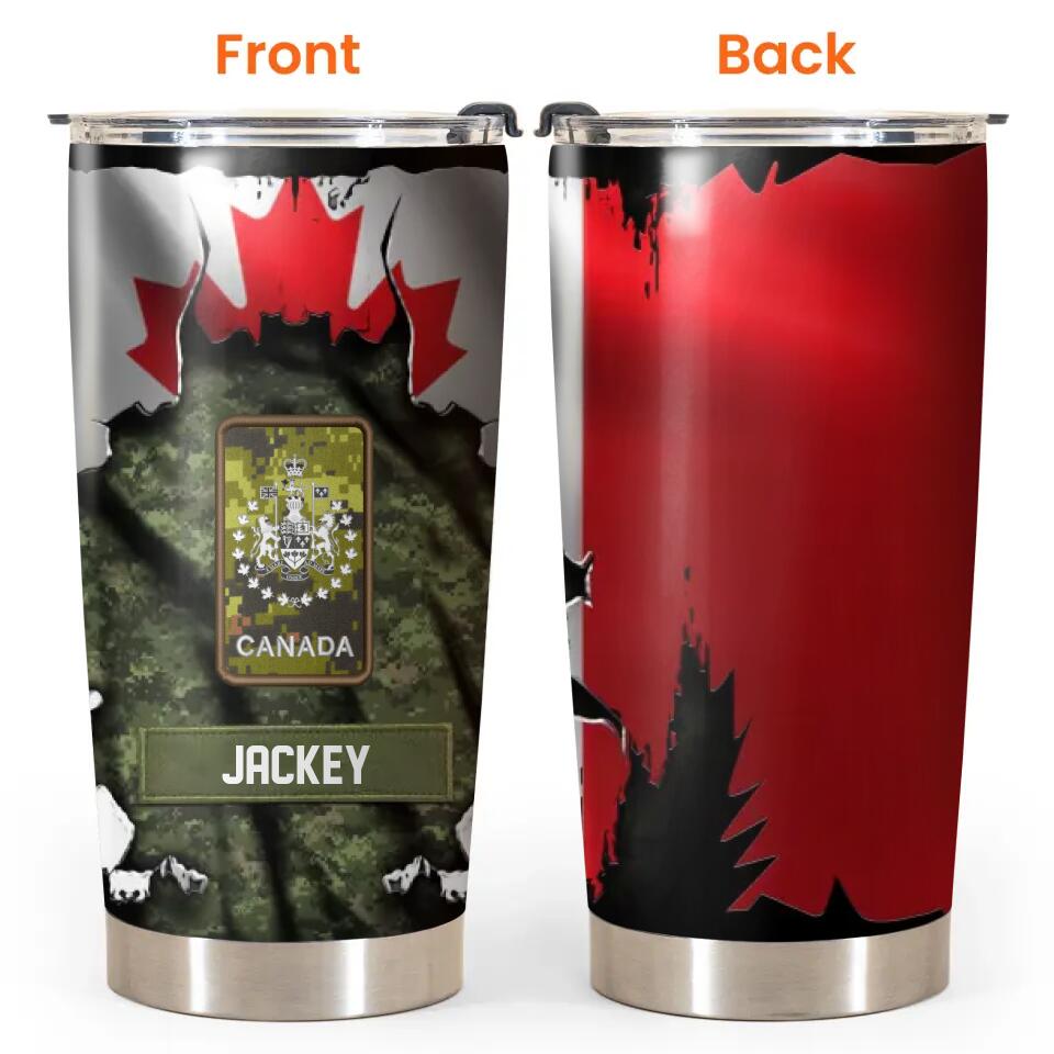 Personalized Canadian Veteran/Soldier Rank Camo Tumbler Printed QTHQ2212