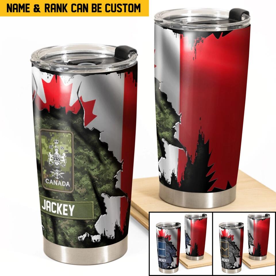 Personalized Canadian Veteran/Soldier Rank Camo Tumbler Printed QTHQ2212