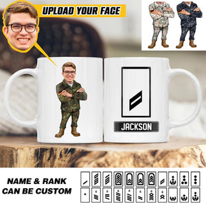 Personalized Your Image Head German Soldier/ Veteran With Rank Name White Mug Printed QTHQ2312
