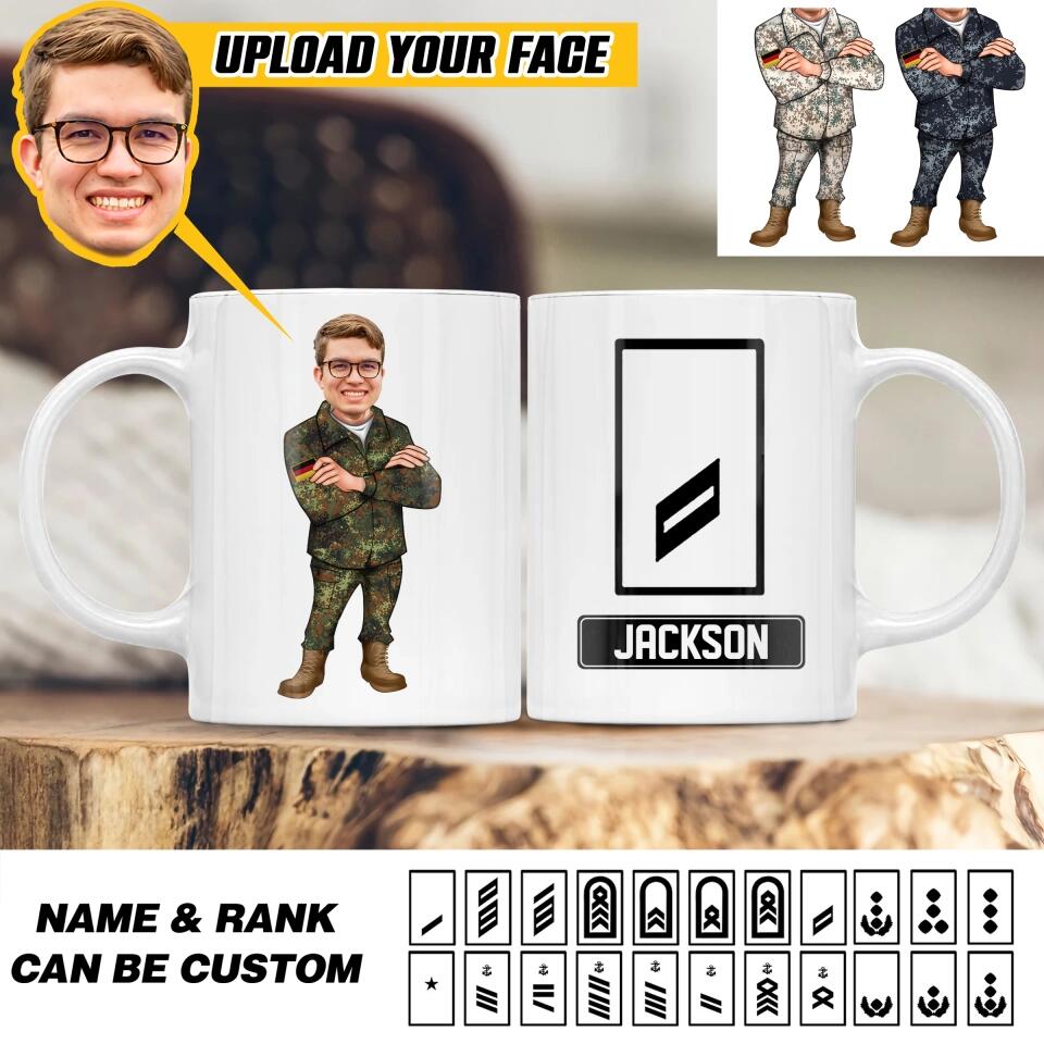 Personalized Your Image Head German Soldier/ Veteran With Rank Name White Mug Printed QTHQ2312