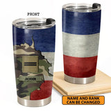 Personalized France Veteran/Soldier Rank Camo Tumbler Printed 22DEC-HY23