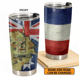 Personalized Australian Veteran/Soldier Rank Camo Tumbler Printed 22DEC-HY23