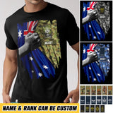 Personalized Australian Soldier/ Veteran Flag Rank Camo Tshirt Printed 22DEC-HQ24