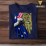 Personalized Australian Soldier/ Veteran Flag Rank Camo Tshirt Printed 22DEC-HQ24