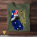 Personalized Australian Soldier/ Veteran Flag Rank Camo Tshirt Printed 22DEC-HQ24