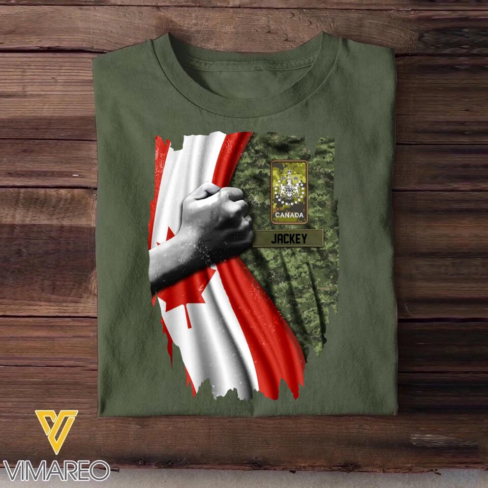Personalized Canadian Soldier/ Veteran Flag Rank Camo Tshirt Printed 22DEC-HQ24