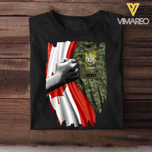 Personalized Canadian Soldier/ Veteran Flag Rank Camo Tshirt Printed 22DEC-HQ24