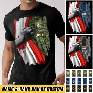 Personalized Canadian Soldier/ Veteran Flag Rank Camo Tshirt Printed 22DEC-HQ24