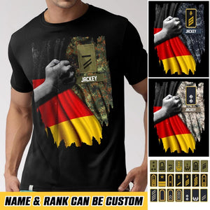 Personalized German Soldier/ Veteran Flag Rank Camo Tshirt Printed 22DEC-HQ24