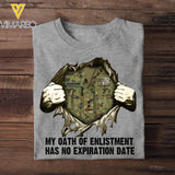 Personalized Australian Soldier/ Veteran My Oath Of Enlistment Has No Expiration Date Rank Camo  Tshirt Printed 22DEC-HY24