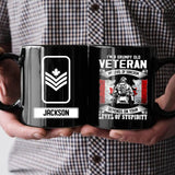 Personalized I Am A Grumpy Old Canadian Veteran My Level Of Sarcasm Depends On Your Level Of Stupidity Rank Black Mug Printed QTHQ2412