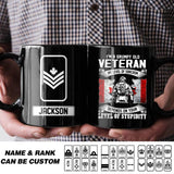Personalized I Am A Grumpy Old Canadian Veteran My Level Of Sarcasm Depends On Your Level Of Stupidity Rank Black Mug Printed QTHQ2412