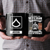 Personalized I Am A Grumpy Old US Veteran My Level Of Sarcasm Depends On Your Level Of Stupidity Rank Black Mug Printed QTHQ2412