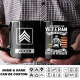 Personalized I Am A Grumpy Old US Veteran My Level Of Sarcasm Depends On Your Level Of Stupidity Rank Black Mug Printed QTHQ2412