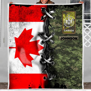 Personalized Canadian Solider/ Veteran With Rank Camo Quilt Blanket Printed QTHQ1312