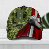 Personalized Danish Soldier/ Veteran Rank Flag Camo Peaked Cap 3D Printed QTDT2612