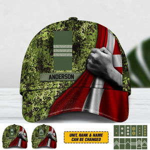 Personalized Danish Soldier/ Veteran Rank Flag Camo Peaked Cap 3D Printed QTDT2612