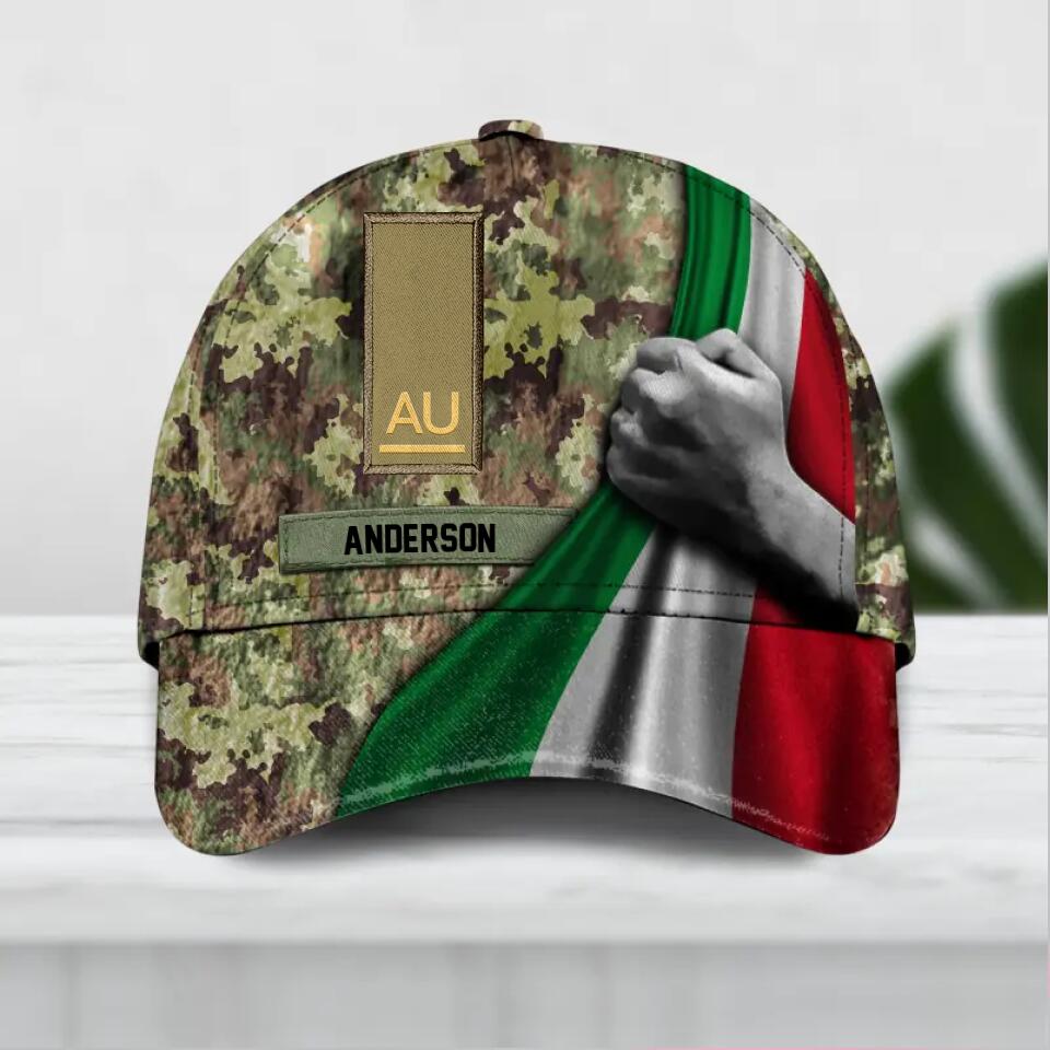 Personalized Italian Soldier/ Veteran Rank Flag Camo Peaked Cap 3D Printed QTDT2612