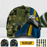 Personalized Swedish Soldier/ Veteran Rank Flag Camo Peaked Cap 3D Printed QTDT2612