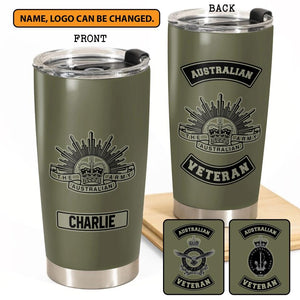 Personalized Australian Soldier/ Veteran With Logo And Name Tumbler Printed 22DEC-HY26