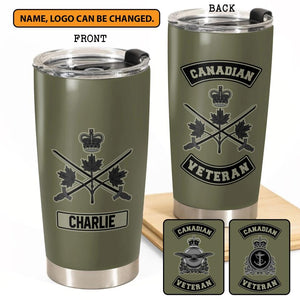 Personalized Canadian Soldier/ Veteran With Logo And Name Tumbler Printed 22DEC-HY26