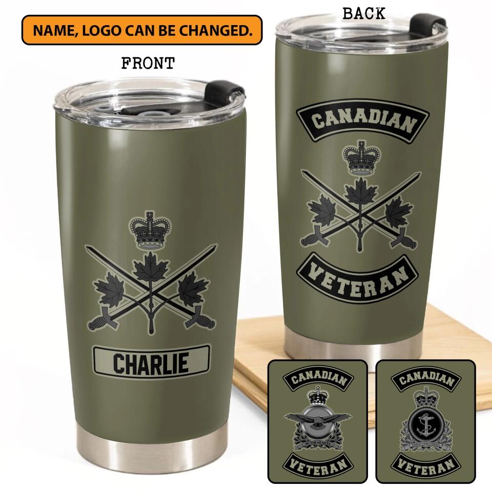Personalized Canadian Soldier/ Veteran With Logo And Name Tumbler Printed 22DEC-HY26