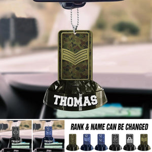 Personalized Australian Veterans/Soldier Rank Camo Car Hanging Printed QTDT2712