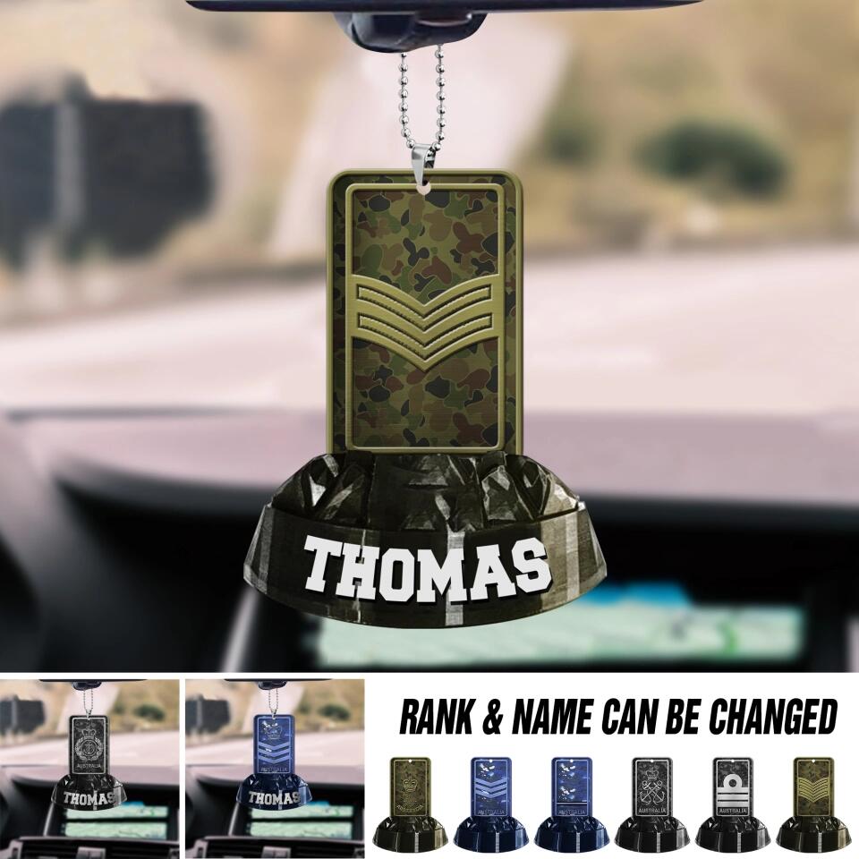 Personalized Australian Veterans/Soldier Rank Camo Car Hanging Printed QTDT2712