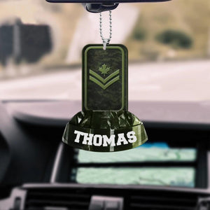 Personalized Canadian Veterans/Soldier Rank Camo Car Hanging Printed QTDT2712
